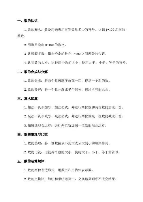 二年级上册数学知识点整理归纳