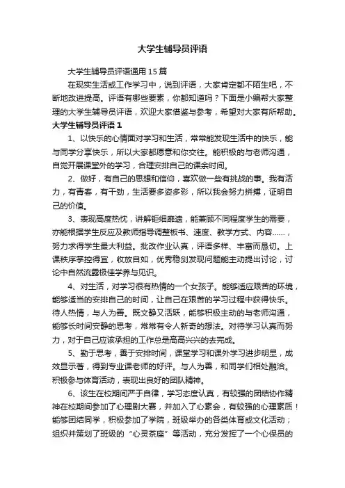 大学生辅导员评语