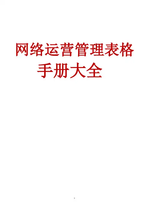 网络运营管理表格大全