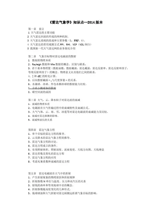 雷达气象学1-知识点综合3