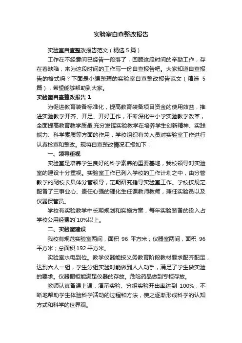 实验室自查整改报告范文（精选5篇）