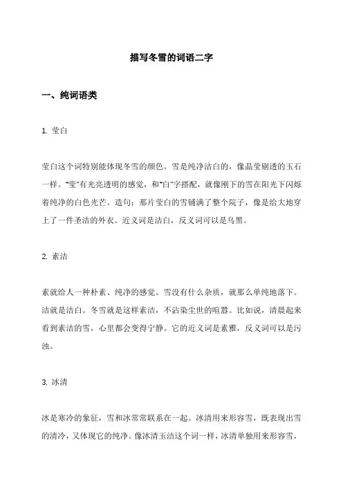 描写冬雪的词语二字