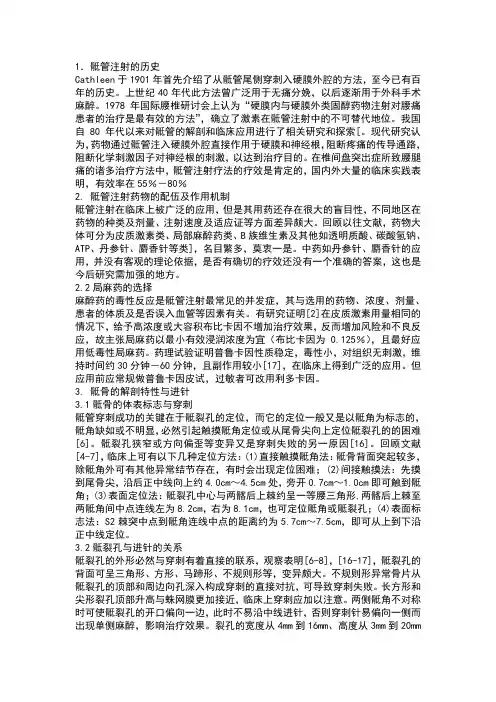 骶管注射疗法的现状及存在问题