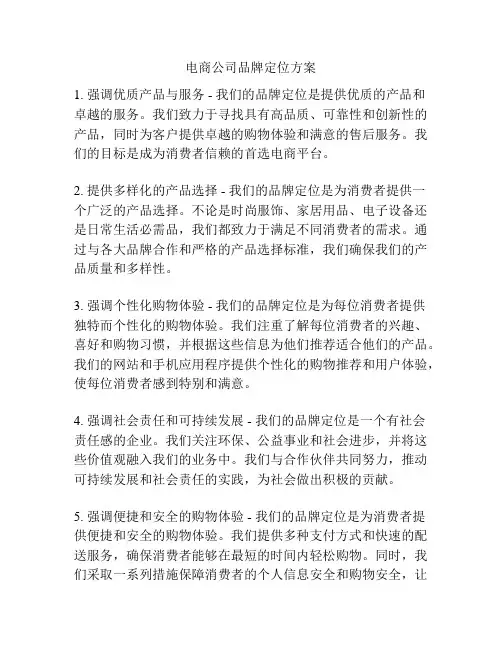 电商公司品牌定位方案