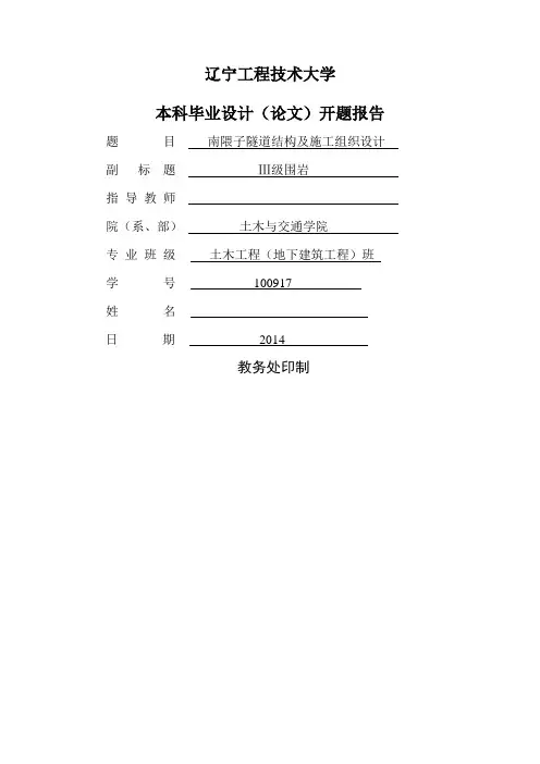 隧道开题报告