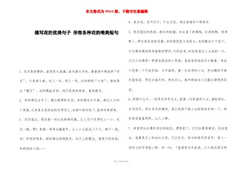 描写花的优美句子 形容各种花的唯美短句 