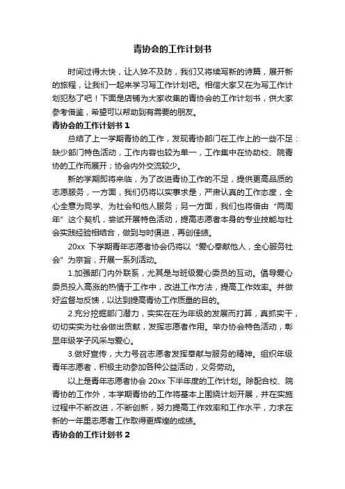 青协会的工作计划书