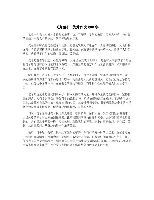 《角落》_优秀作文800字