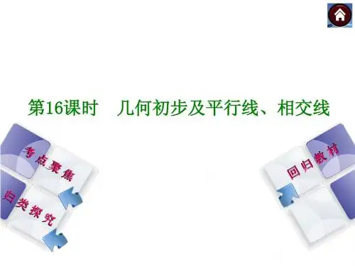 2015年人教版中考数学总复习课件(考点聚焦+归类探究+回归教材)：第16课时 几何初步及平行线、相交线