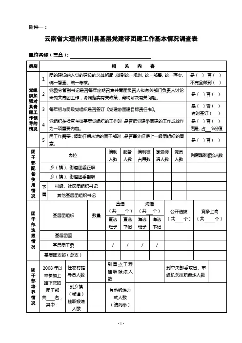 基层党建带团建调查表
