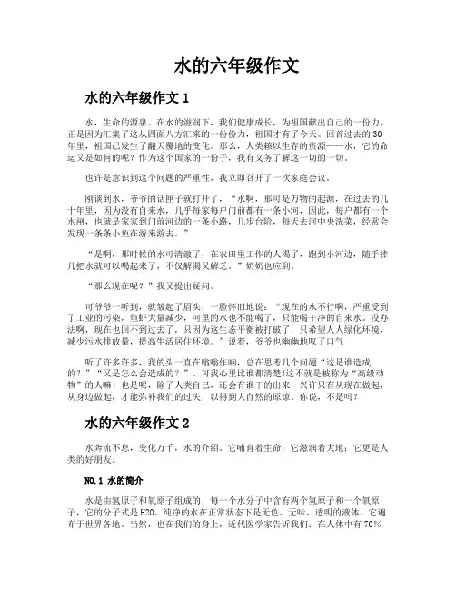 水的六年级作文