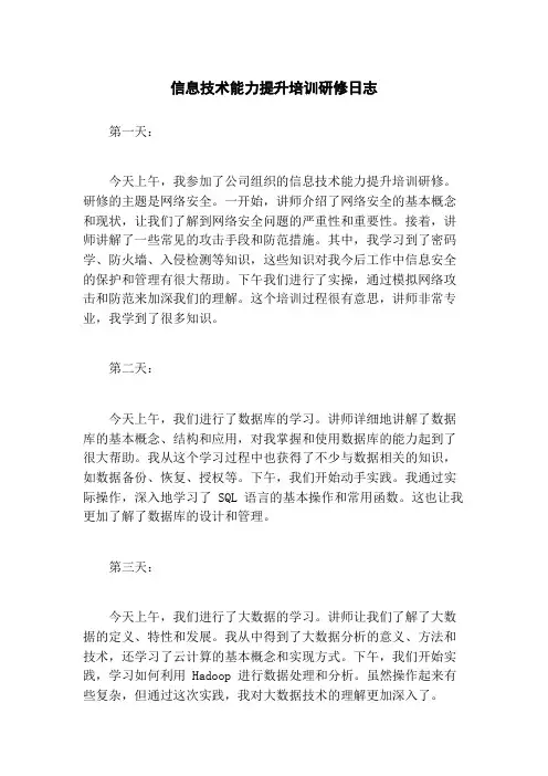 信息技术能力提升培训研修日志