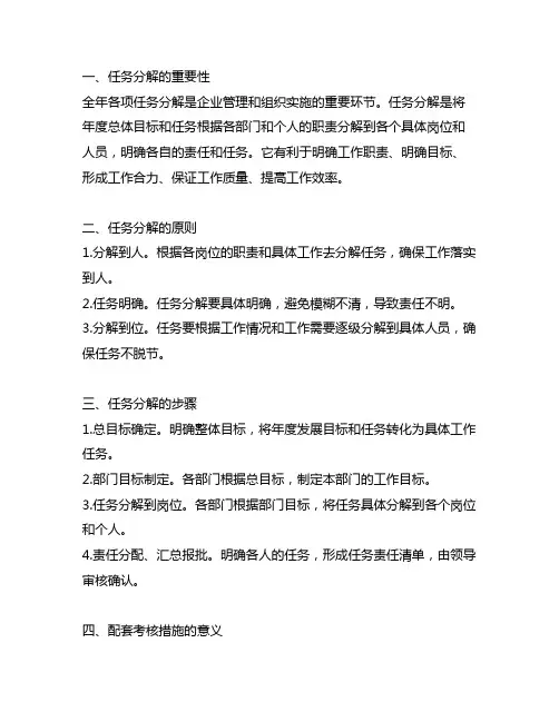 做好全年各项任务分解以及配套考核措施