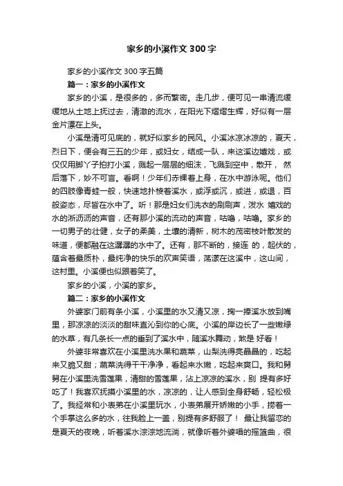 家乡的小溪作文300字五篇