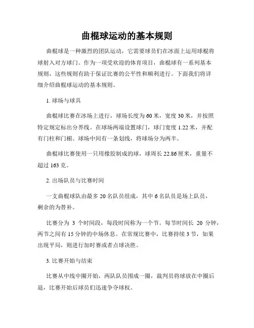 曲棍球运动的基本规则