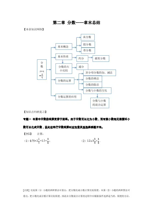 沪教版六年级上册第二章分数-章末总结