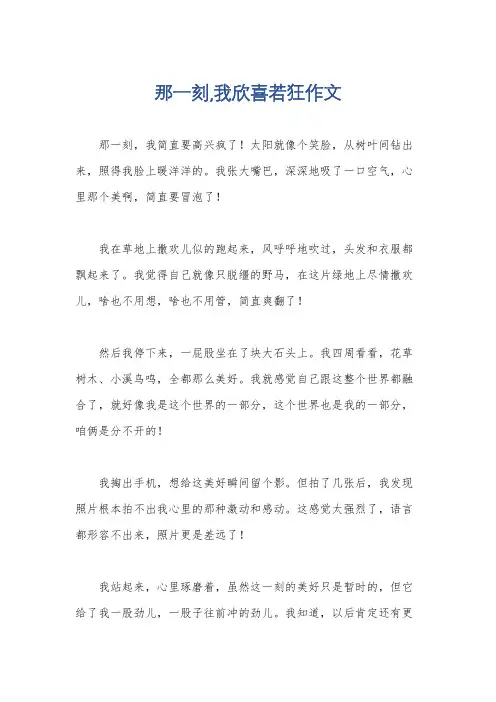 那一刻,我欣喜若狂作文