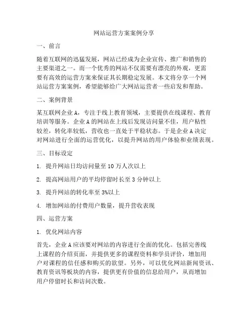 网站运营方案案例分享