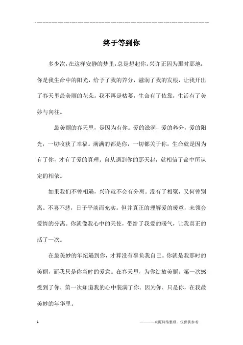 终于等到你_初二作文