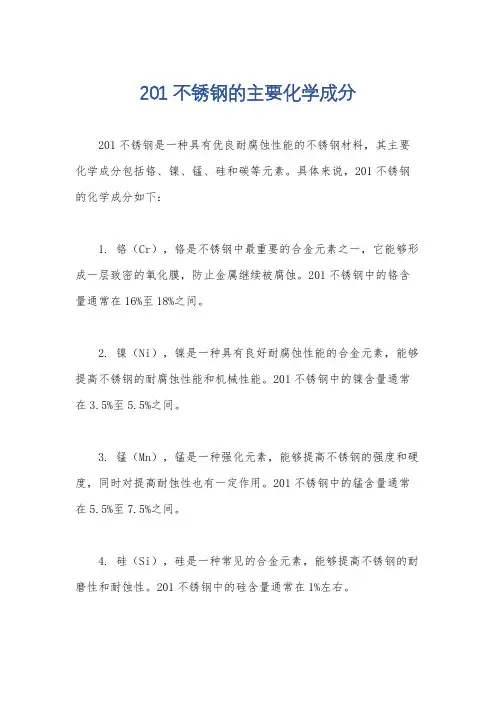 201不锈钢的主要化学成分
