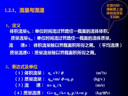 化工原理1.2流体流动的基本方程课件