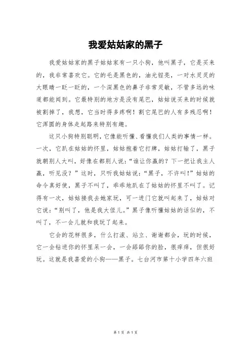 我爱姑姑家的黑子_四年级作文