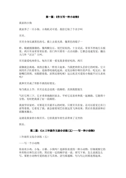 五年级作文写一种小动物