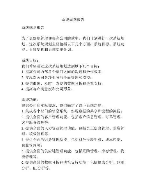 系统规划报告