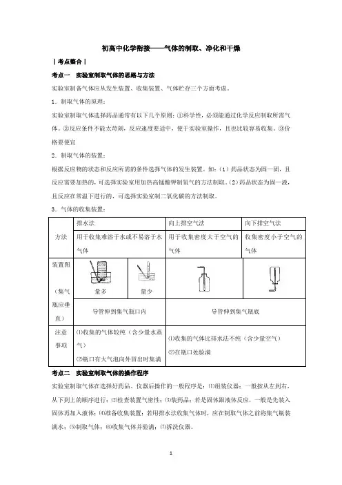 15.初高中化学衔接——气体的制取、净化和干燥.