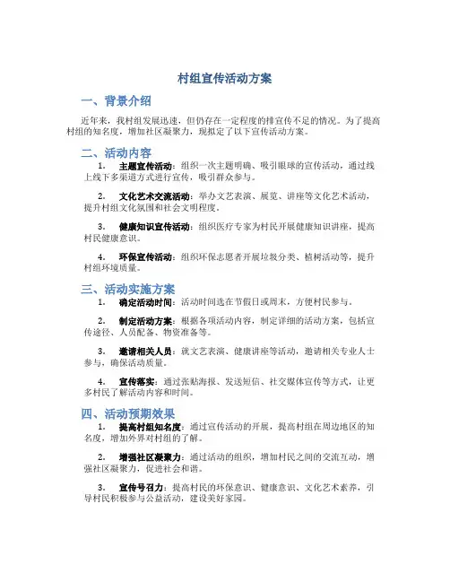 村组宣传活动方案