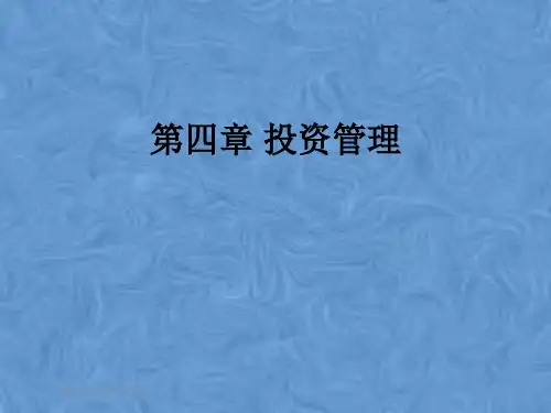 第四章 投资管理