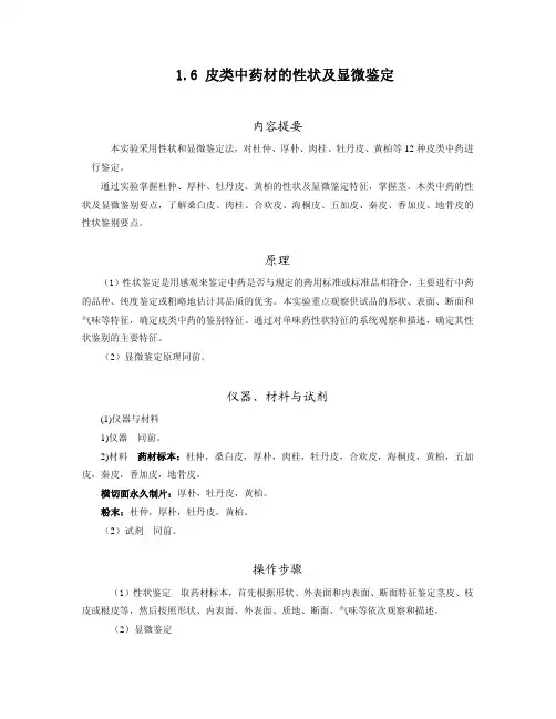 16 皮类中药材的性状及显微鉴定