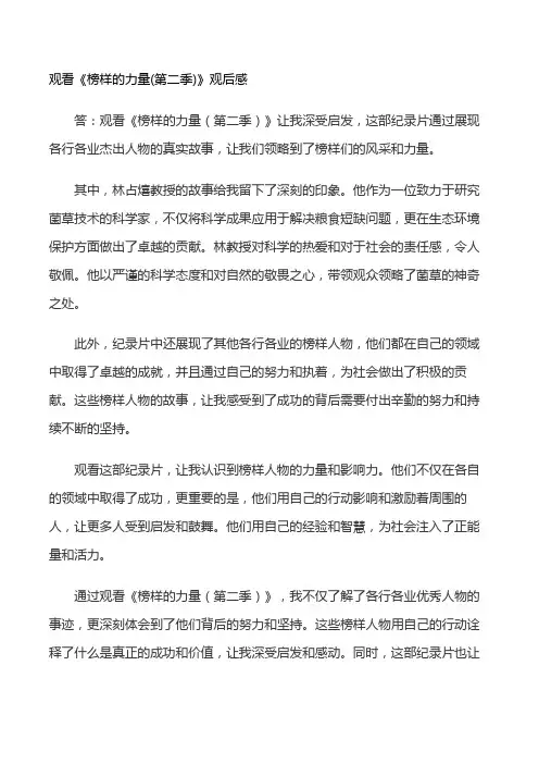观看《榜样的力量(第二季)》观后感