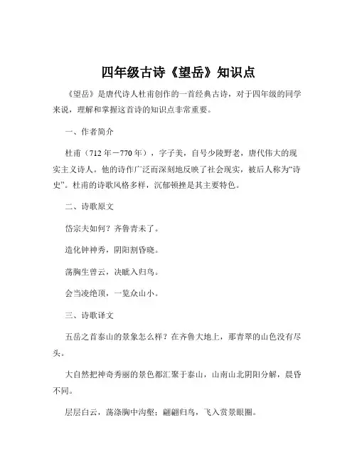 四年级古诗《望岳》知识点
