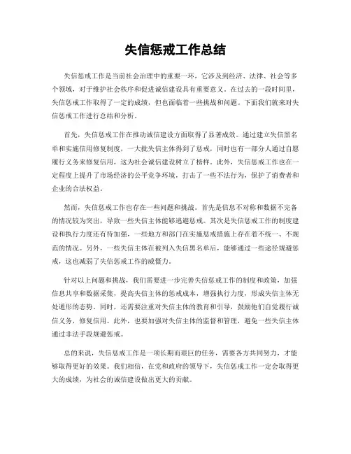 失信惩戒工作总结