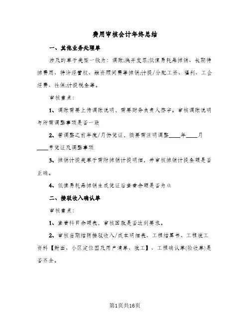 费用审核会计年终总结(4篇)
