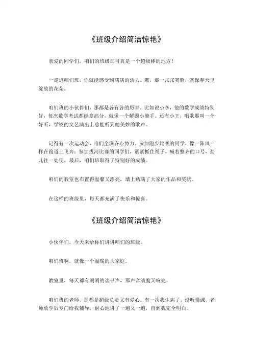 班级介绍简洁惊艳一百字