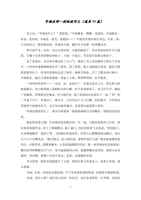 幸福在那一刻绽放作文(通用11篇)范文精选