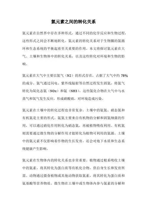 氮元素之间的转化关系