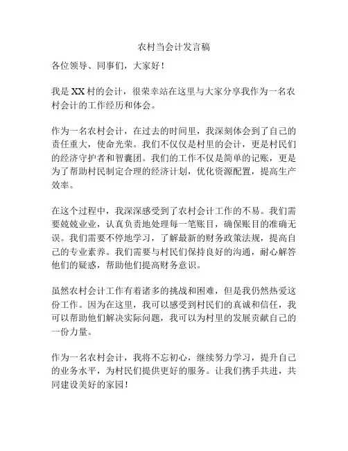 农村当会计发言稿