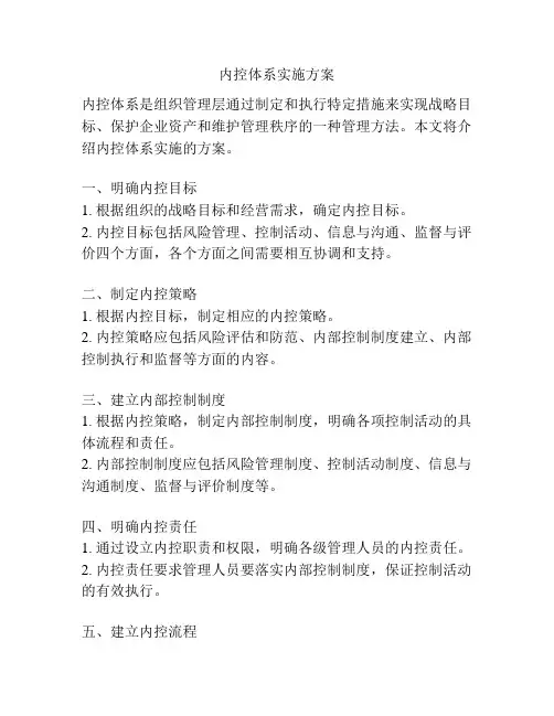 内控体系实施方案