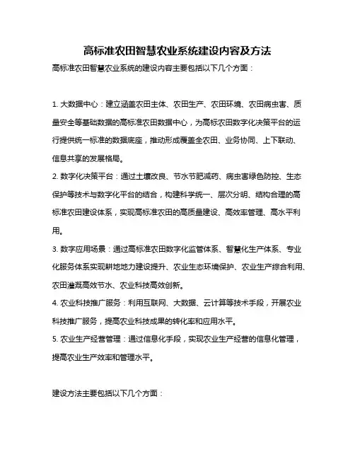 高标准农田智慧农业系统建设内容及方法