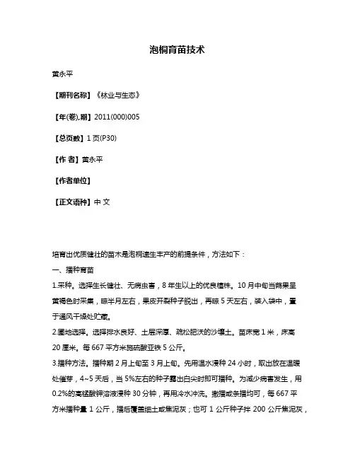 泡桐育苗技术