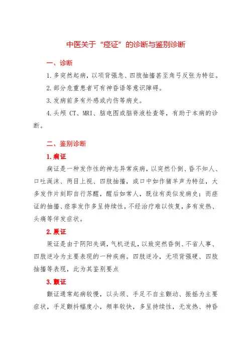 中医关于“痉证”的诊断与鉴别诊断