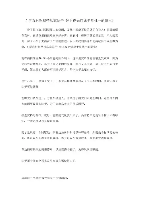 2层农村别墅带私家院子 装上夜光灯成千里挑一的豪宅!