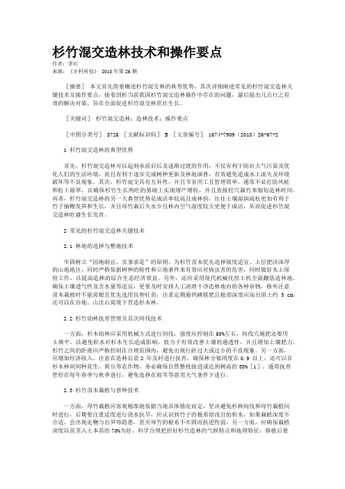 杉竹混交造林技术和操作要点