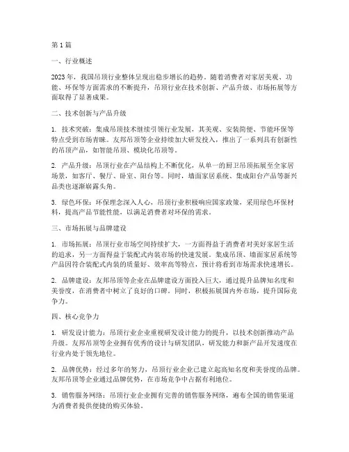 吊顶行业年度总结报告(3篇)