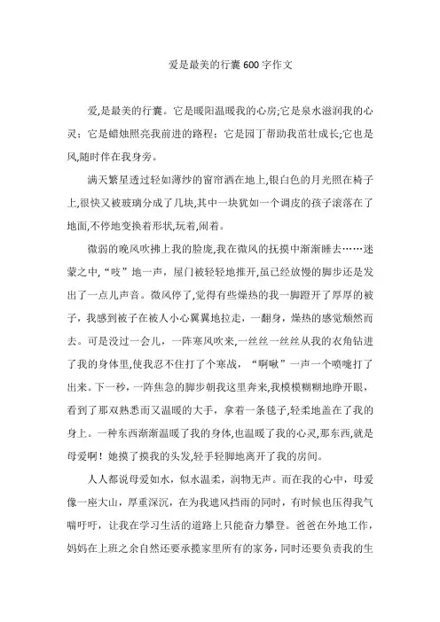 爱是最美的行囊600字作文
