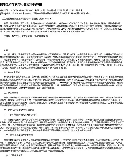 DPI技术在宽带大数据中的应用