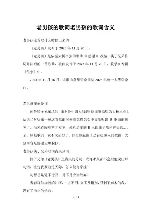 老男孩的歌词老男孩的歌词含义